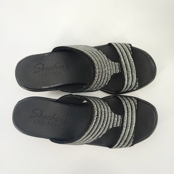 Skechers Women's  Luxe Foam Rumble Black Synthetic Sandals Size 8 - Picture 4 of 8